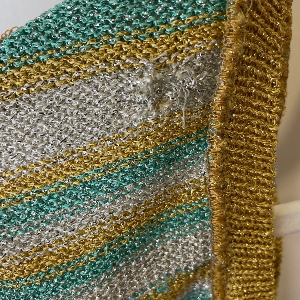 Vintage Bloomingdales BUTLER & WALKER Striped Gold and Green Knit Tank Top S - Picture 5 of 5